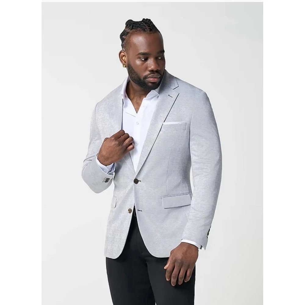 State and Liberty Athletic Fit Blazer Jacket Mens 46 Light Gray Stretch Career